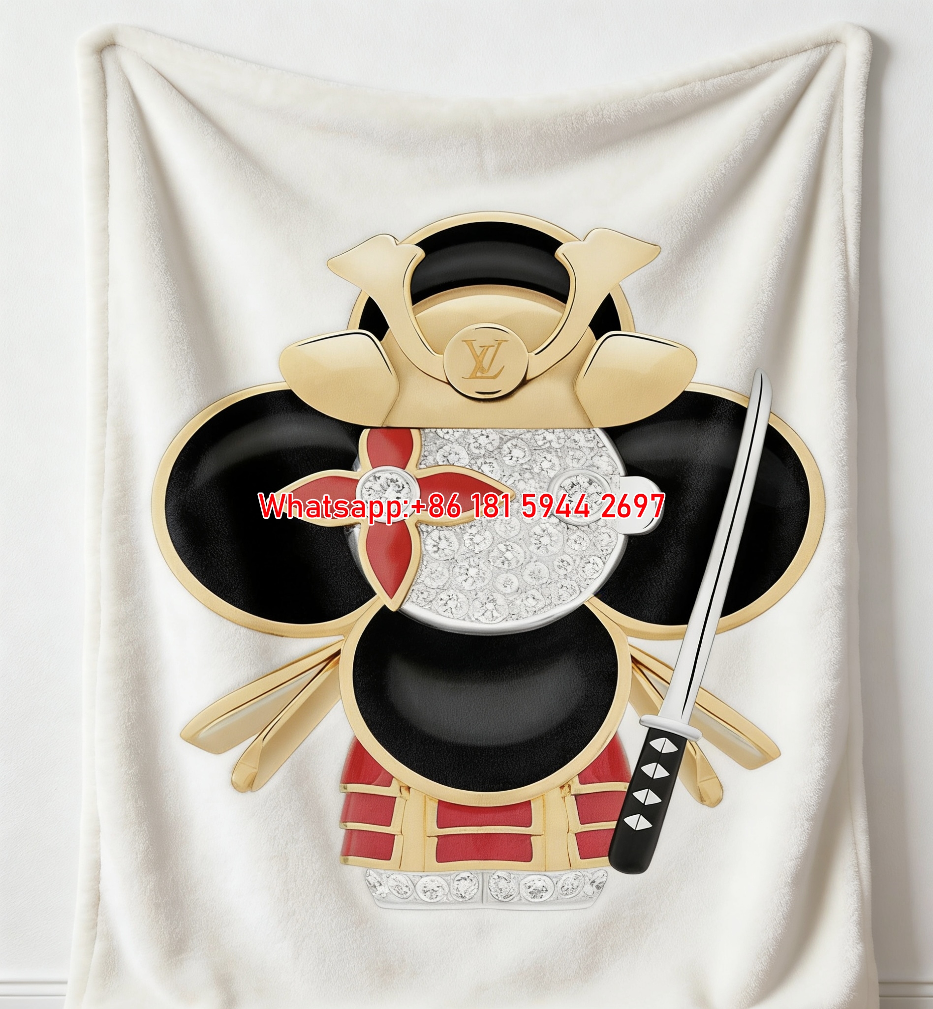 Custom Louis Vuitton Vivienne Blanket - Samurai Katana Design 212